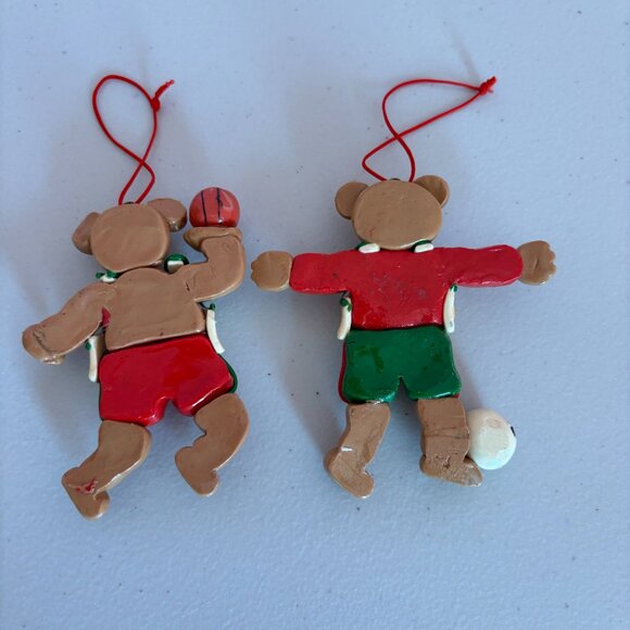 Vintage Teddy Bear Sports Ornaments Nostalgic 90's - Picture 2 of 5